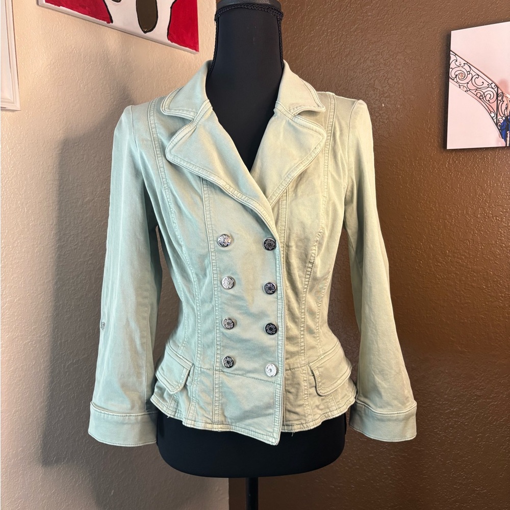 White House Black Market Mint Double-Breasted Blazer